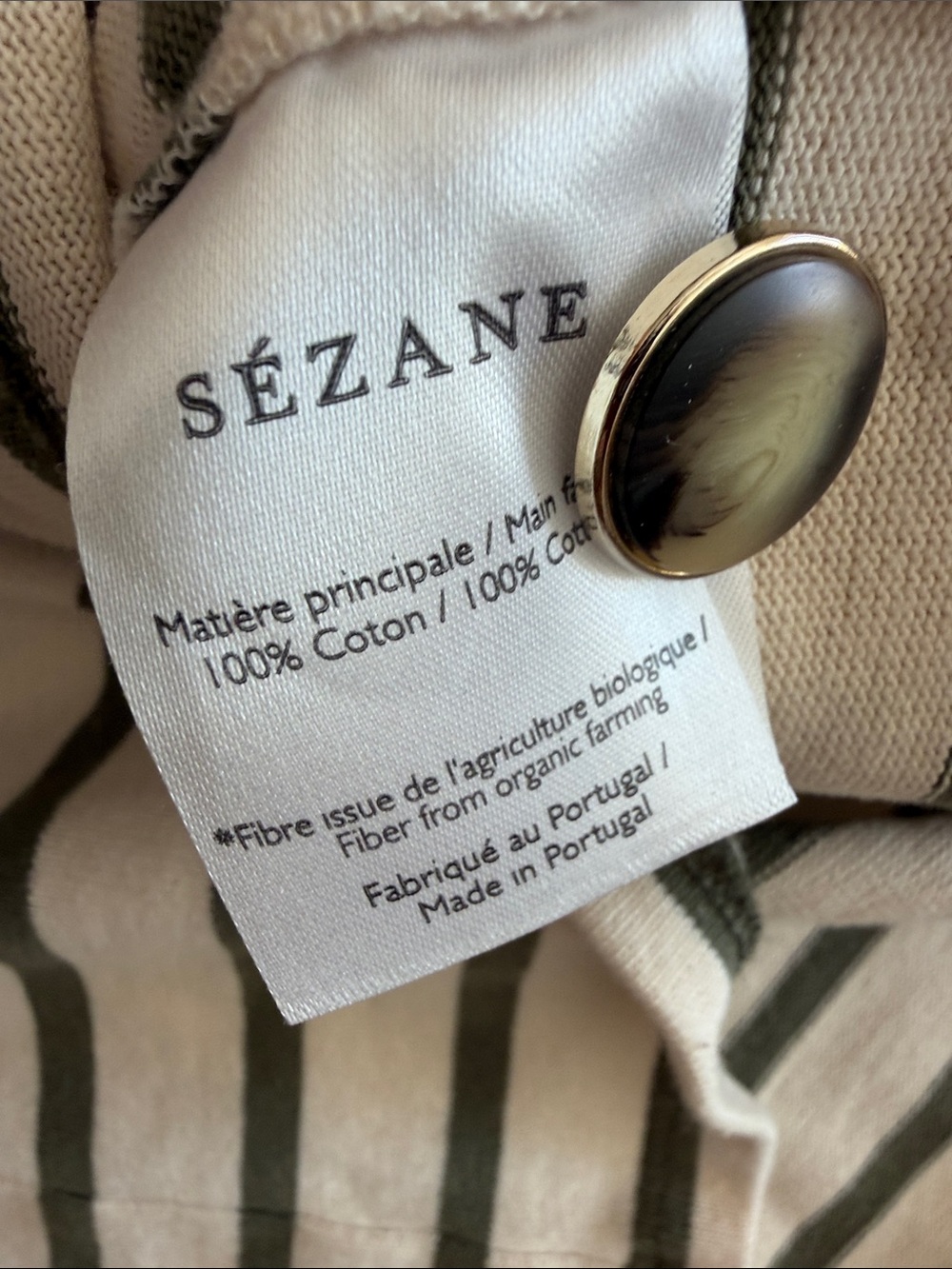 Sézane Cream and Olive Green Striped Knit Top - Picture 5 of 6